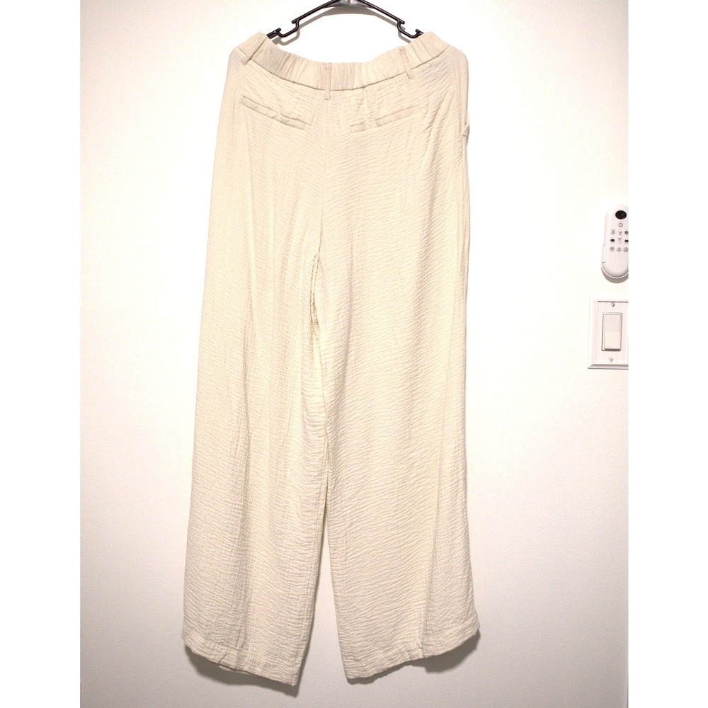 A New Day Womens Cream Textured Gauze Wide Leg Pants High Rise Size 8 - Picture 6 of 6